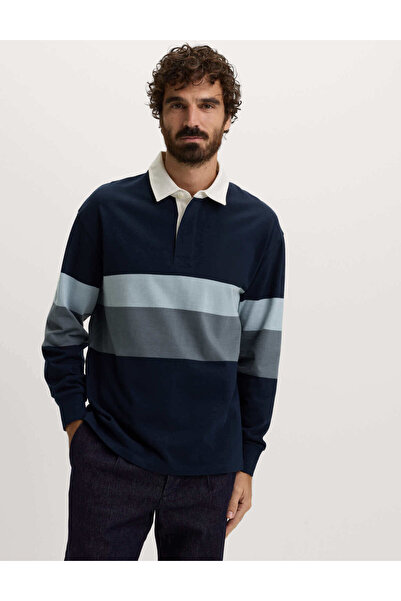 Marks & Spencer Saf Pamuklu Çizgili Rugby Üst