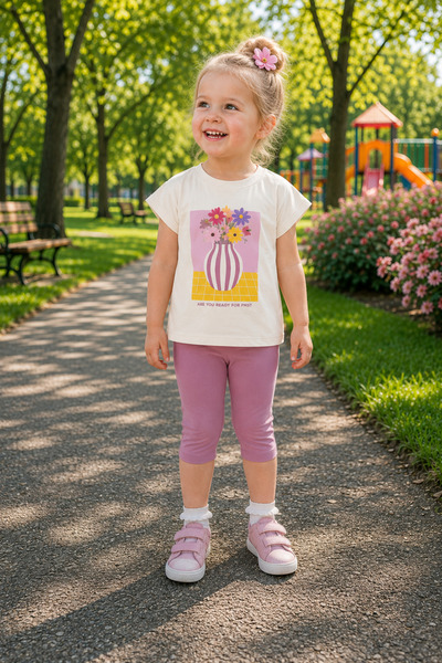 MBK GARDEN Kız Bebek Taytlı Takım 1-4 Yaş Yazlık Çocuk Takımı