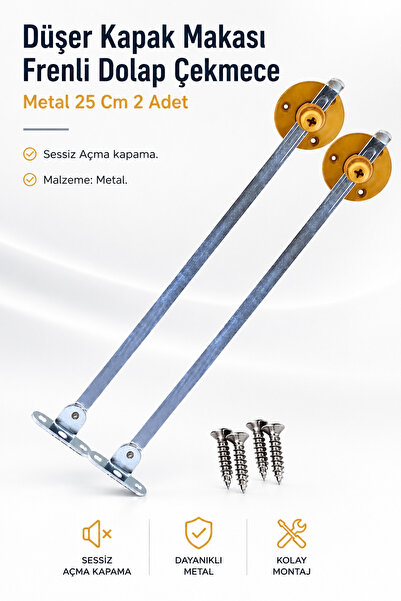 NZB Düşer Kapak Makası Frenli Dolap Çekmece Metal 25 Cm Sessiz Açma Kapama Am...