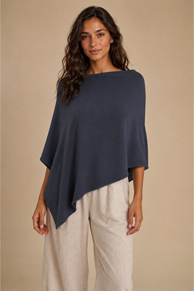 Sebir Moda Asymmetrical Cut Linen Poncho