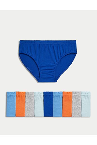 Marks & Spencer 10'lu Saf Pamuklu Brief Külot Seti (2-14 Yaş)