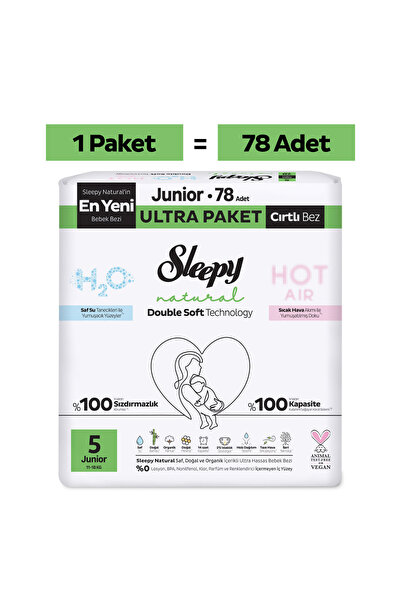 Sleepy Natural Double Soft Ultra Paket Bebek Bezi 5 Numara Junior 78 Adet