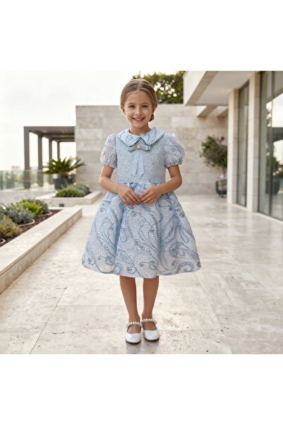 HÇ Hülya Çelik KİDSWEAR 2018 Fusta pentru fete Rochie de seara pufoasa Albastra