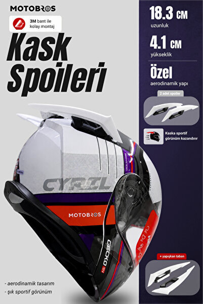 Motobros Motosiklet Kask Kask Spoiler Aerodinamik Spoiler Universal Beyaz 2 A...