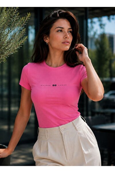 Maison La Femme Ροζ Basic Fitted T-shirt / Body Sitting Cut
