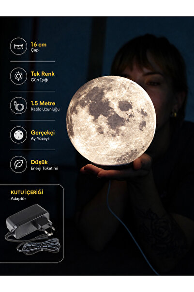ineffable store tarif edilemez MoonAura - 3D Moon Lamp Ay Modeli Gece Lambası