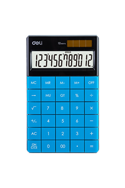 Deli Calculator de birou cu 12 cifre, modern, albastru, Deli