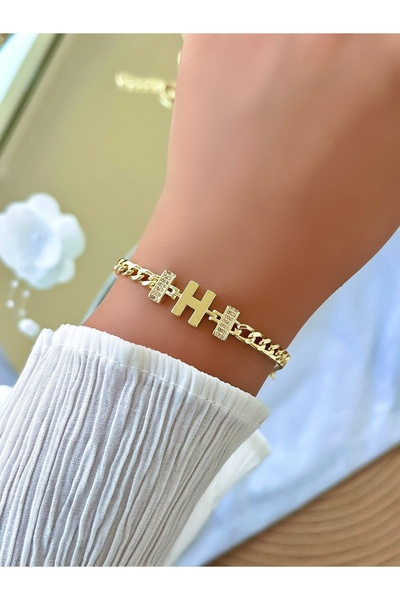 KBC STORE سوار سلسلة بسيط مزين بحرف (حرف H)