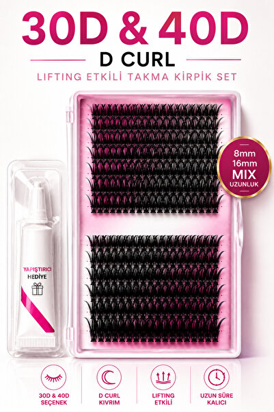 alaraycosmetics 30D 40D Mix Takma Kirpik Seti 280 Demet İpek Kirpik D Curl Pr...