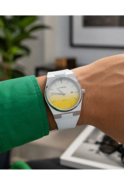 Enjoy Men's Wristwatch Sport Watch White Silicone Band with Calendar