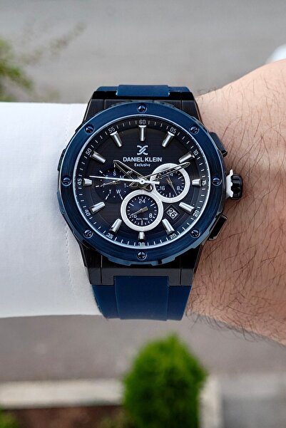 Daniel Klein Case Black Cord Navy Blue Color 44 mm Indicators Active Men's Wr...