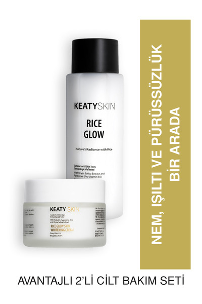 KEATY Cam Cilt Etkisi Bakım Seti | Milky Toner 200Ml + Beyazlatıcı Krem 50Ml