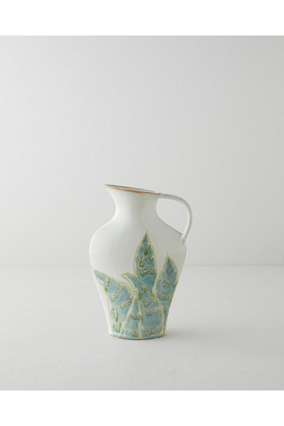 English Home Leafy Stoneware Vazo 28 cm GRİ-YEŞİL