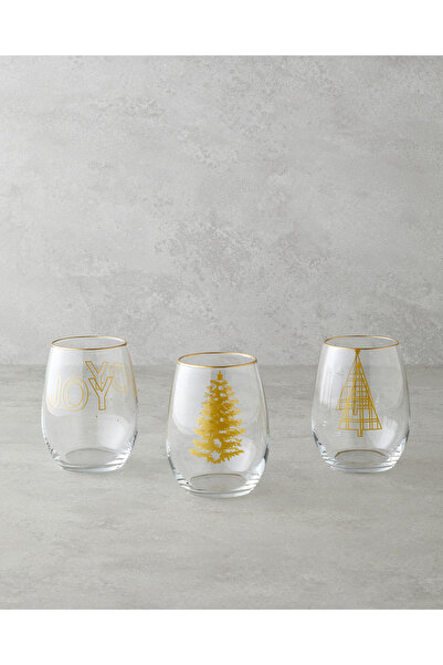 English Home Glitter Cam 3'lü Bardak 350 ml Gold