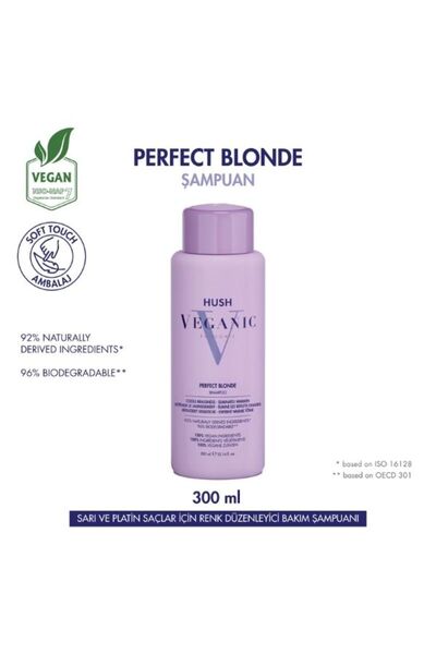 HUSH Veganic Perfect Blonde Sarı ve Platin Saçlar İçin Şampuan 300 ml