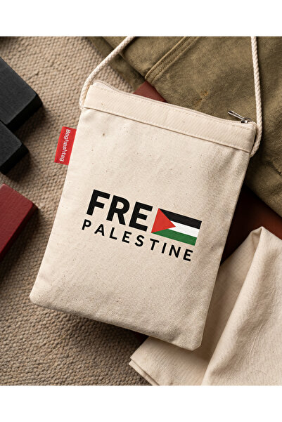 Zaytoon Geantă de pânză tradițională palestiniană cu imprimeu „Free PALESTINE...