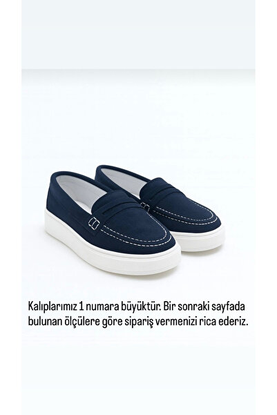 BeSteps Lacivert Loafer Süet / Hakiki Deri Termo Kaymaz Taban El Yapımı Erkek...