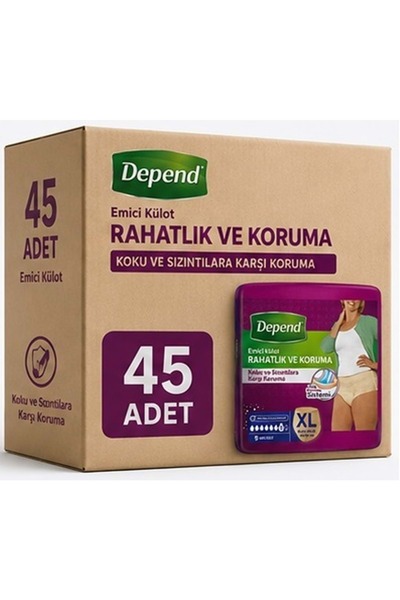 Depend حفاضات داخلية ماصة للبالغين مقاس XL - كبير جدًا للنساء 45 قطعة (5PK*9)