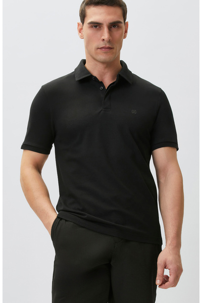 Network Siyah Pike Desen Polo T-shirt