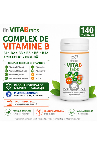 Finclub Supliment alimentar fin VitaBtabs Finclub, 140 comprimate, complex de...