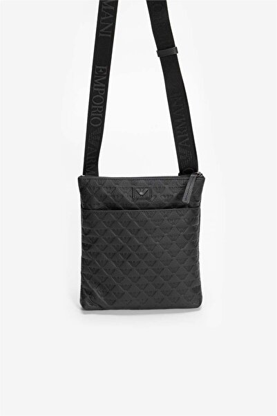 Emporio Armani Erkek Ayarlanabilir Askılı Fermuar Kapamalı Siyah Omuz Çantası...