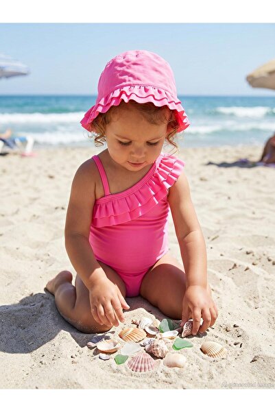 Civil Baby Costum de baie cu volane dublu stratificat pentru 6-18 luni - Roz