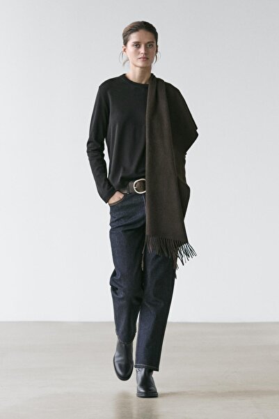 Massimo Dutti %100 pamuklu interlok uzun kollu t-shirt