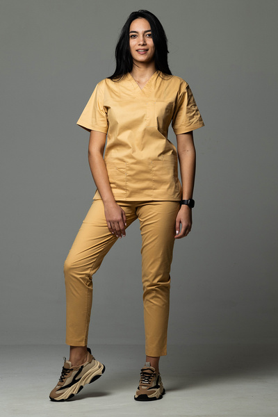 tag Costum medical New Bumbac Stretch pentru femei, auriu