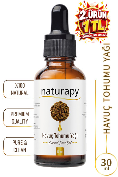 NATURAPY Havuç Tohumu Yağı (Carrot Seed Oil) Soğuk Sıkım Sabit Yağ 30 ml Daml...