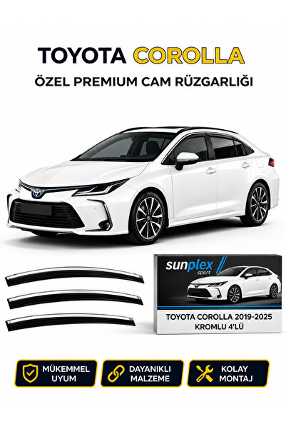 SUNPLEX Toyota Corolla 2019-2025 Kromlu Cam Rüzgarlığı Takım 4 Lü Takım Rüzga...