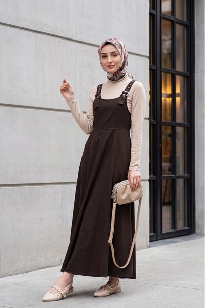 Modamorfo Half-Zippered Strappy Gabardine Gilet -Brown