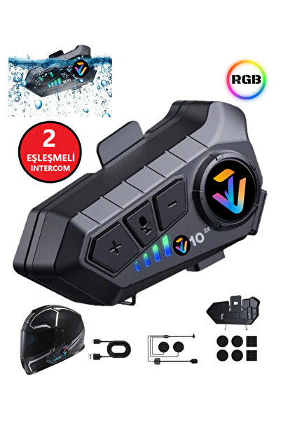 PREPARE 300 Mt Intercom 2 Eşleşmeli Kask Kulaklık Y-10pr Su Geçirmez Bluetoot...