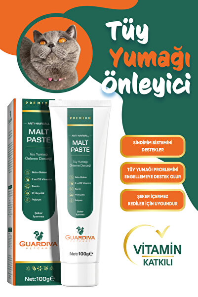 GUARDİVA Premium Anti Hairball Vitaminli Kedi Maltı( Kediler için Tüy Yumağı ...