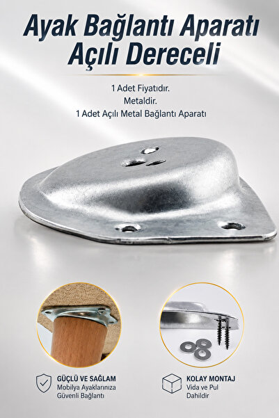 NZB Mobilya Masa Sehpa Ayağı Bağlantı Aparatı Açılı Dereceli Ayak Tabanı Metal