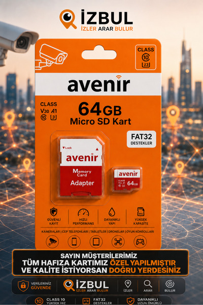 AVENİR Micro Sd Memory Card Class 10 U3 – Secure Recording, Fast, Fat32 Suppo...