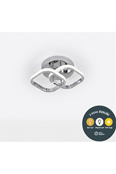 Lzy Avize Store Zeus Krom Çift Kare Modern Plafonyer LED Avize 3 Renk | Salon...