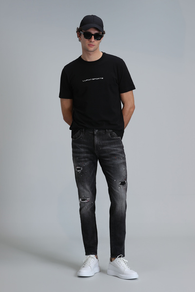 Lufian Ανδρικό παντελόνι Lotus Smart Jean Slim Fit Μαύρο