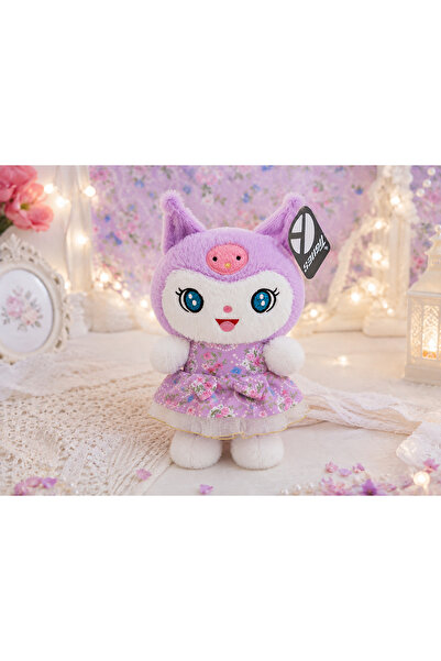TIGOES Mor Elbiseli Kuromi Peluş Oyuncak 25 cm Sanrio Karakteri Yumuşak Uyku ...