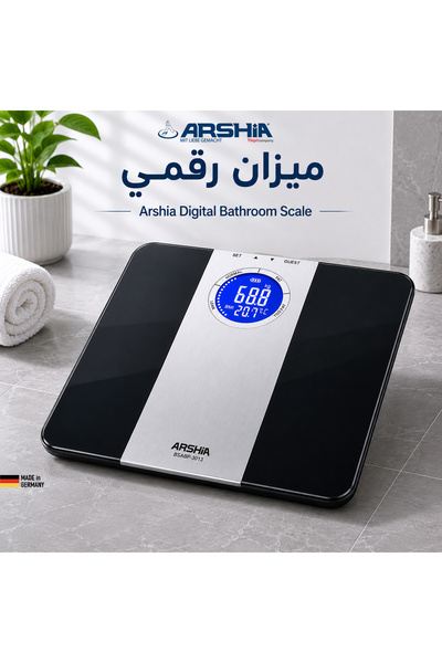 Arshia ميزان ديجيتال ذكي لقياس الوزن ونسبة الدهون – شاشة LCD مضيئة