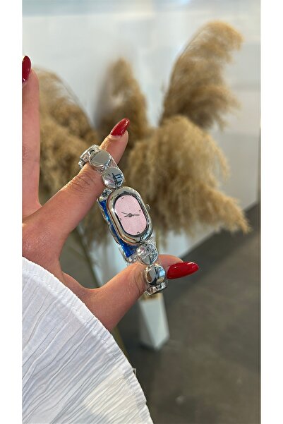 GLARE JEWELRY CO ساعة يد نسائية فاخرة بتفاصيل داخلية وردية، هيكل صغير، قرص دا...