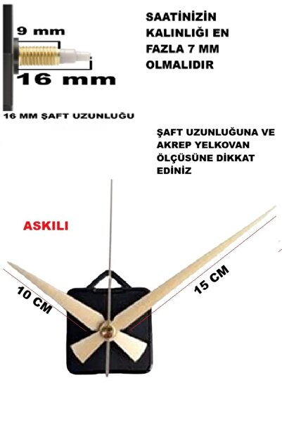 CNR SHOP Saat Makinesi, 16 MM ŞAFT Akar Sessiz Duvar Saati Mekanizması, Akrep...