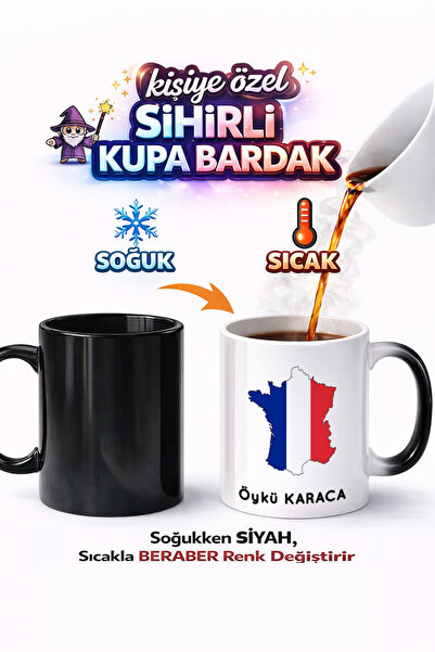 Kirbi Reklam كوب سحري من البورسلين مطبوع على الوجهين بتصميم علم فرنسا