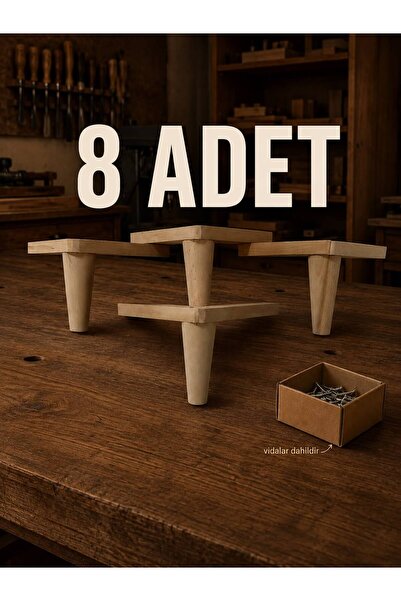 Ahşap Ham konik ayak 14 cm 8 ad