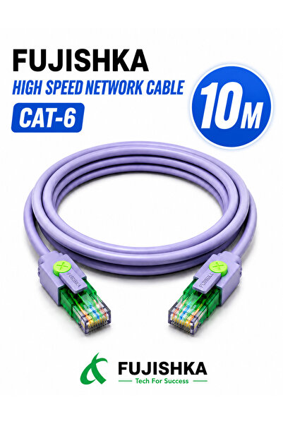 FUJISHKA كابل إيثرنت CAT6 عالي السرعة 10 متر - كابل LAN بموصل RJ45 للراوتر وا...