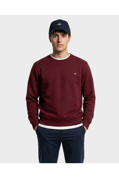 Gant Erkek Bordo Regular Fit Bisiklet Yaka Sweatshirt