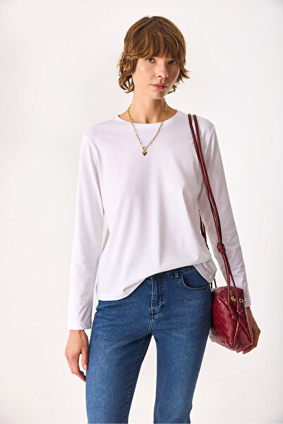 VENA Women's Gloria Crew Neck Regular Fit Long Sleeve T-Shirt 100% Cotton - W...