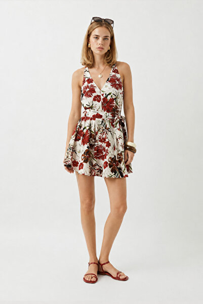 VENA Women's Floral Mini Dress 100% Cotton - Floral Pattern