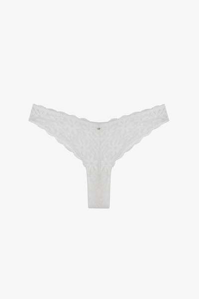 Penti Off-White Lace V-Modell Brasilianisches Höschen