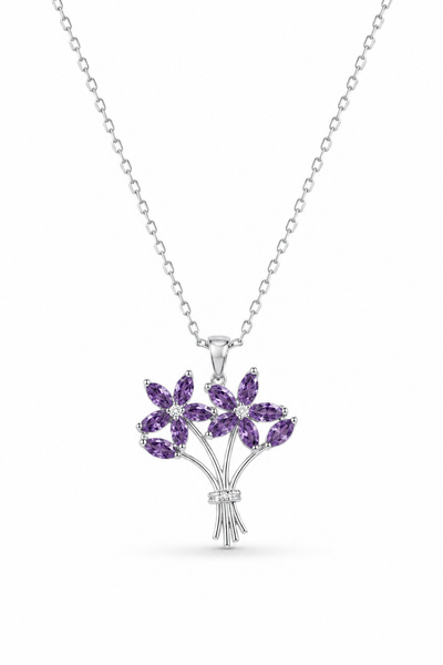 Lucente Jewellery Women's Necklace with Special Box - Lotus Flower Bouquet Sp...