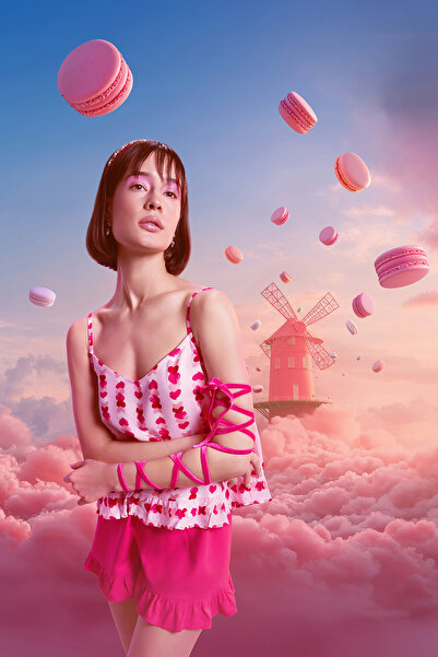 Penti Carrie Printed Açık Pembe Atlet - Loves Paris Koleksiyonu